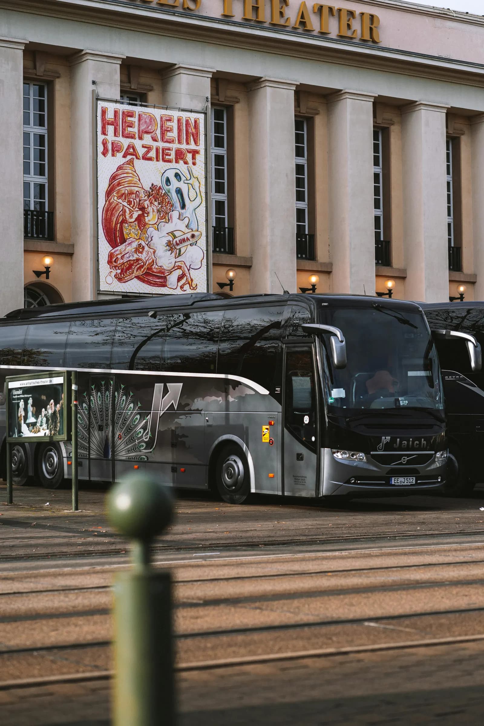 Touring coach on a European road